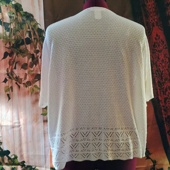 EUC: Chelsea Taylor Sze. 3X White Open Knit Cardigan - Picture 2 of 3